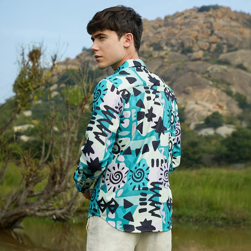 Image of CAHOOT Men's Shirt for Casual Wear | Spread Collar | Long Cuffed Sleeves | Button Closure | Shirt Crafted with Comfort Fit for Everyday Wear