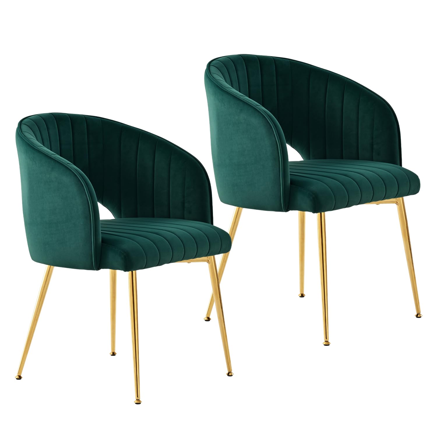 Juego de 2 sillas de comedor de terciopelo, sillas de mesa de comedor con reposabrazos, respaldo curvado, patas doradas, sillas de cocina, sillones para salón, dormitorio