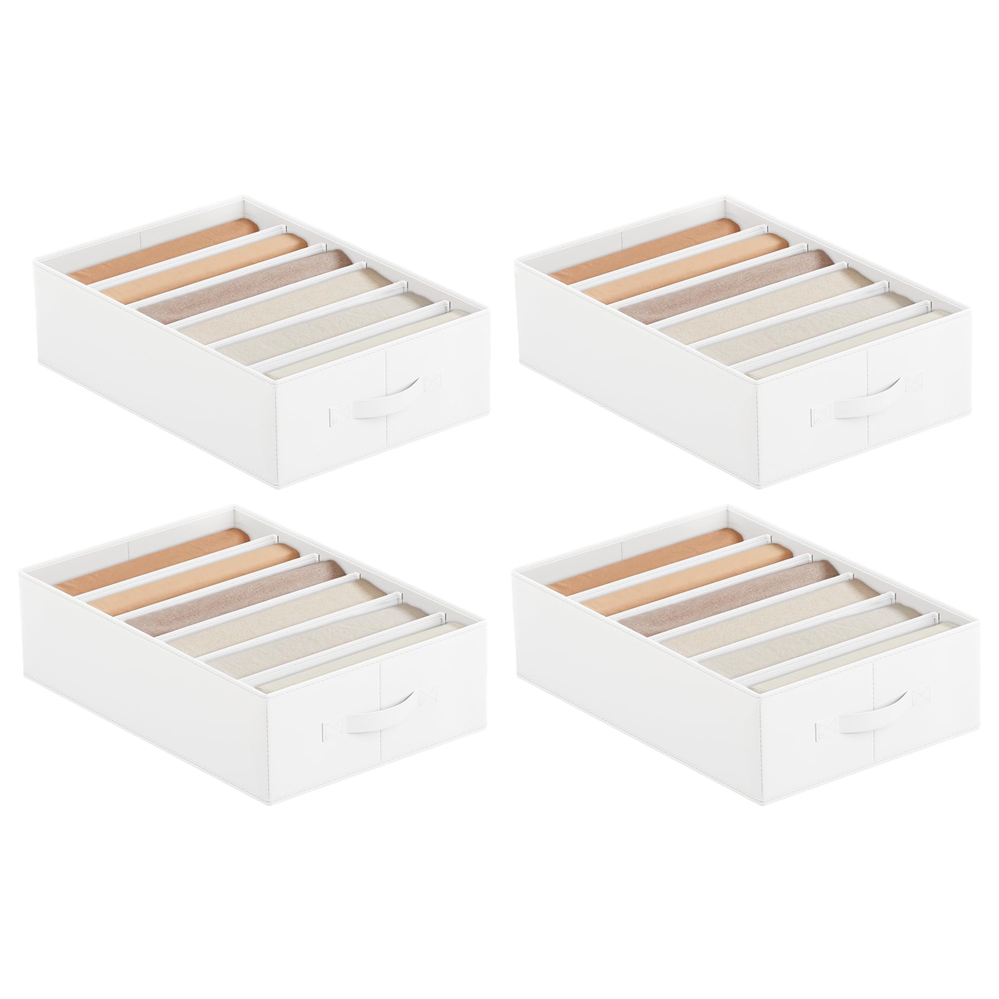 SONGMICS Garderobe-organizer set van 6, opbergdoos 6 vakken, lade- organisatiesysteem, opvouwbare opbergdozen, 42 x 30 x 17 cm, voor broeken, kleding, duifgrijs RUS009G03