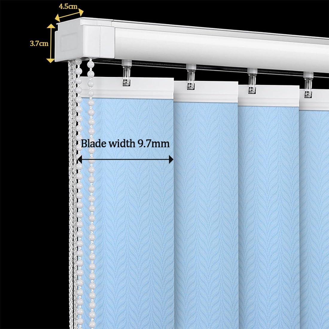 Tenda a Strisce Verticali con Bande in Tessuto da 97mm, Oscurante Verticale Veneziane, Tende Verticali Scorrevoli for Postazioni di Lavoro in Ufficio e for la Casa(Azzurro,W100xH180cm)