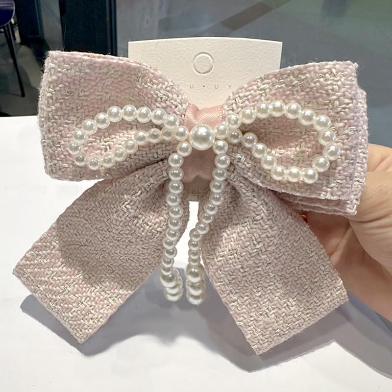 Amazon | ツイード パールリボン バレッタ ピンク ロリータ ゆめ