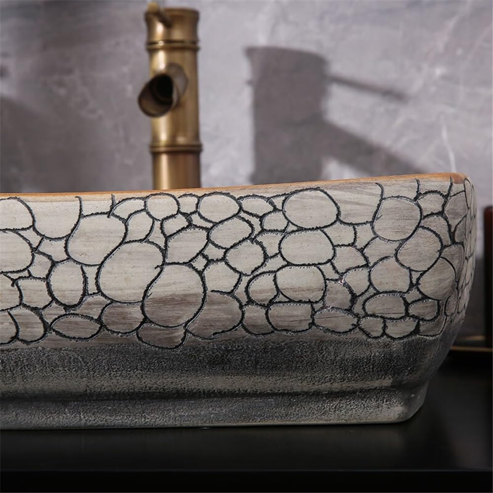 Umywalka łazienkowa Retro Ceramiczna kwadratowa umywalka nablatowa do łazienki, balkonu, sztuki, domu nowoczesny blat