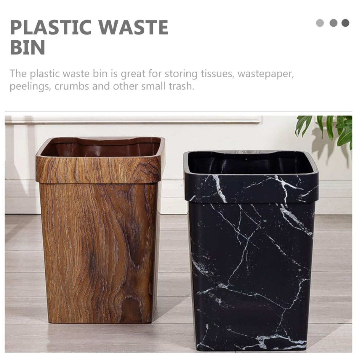 PRETYZOOM Cubo de Basura de Imitación de Madera, 11l, Plástico, Abertura Amplia y Fácil Limpieza, para Baño y Estudio, Color Café