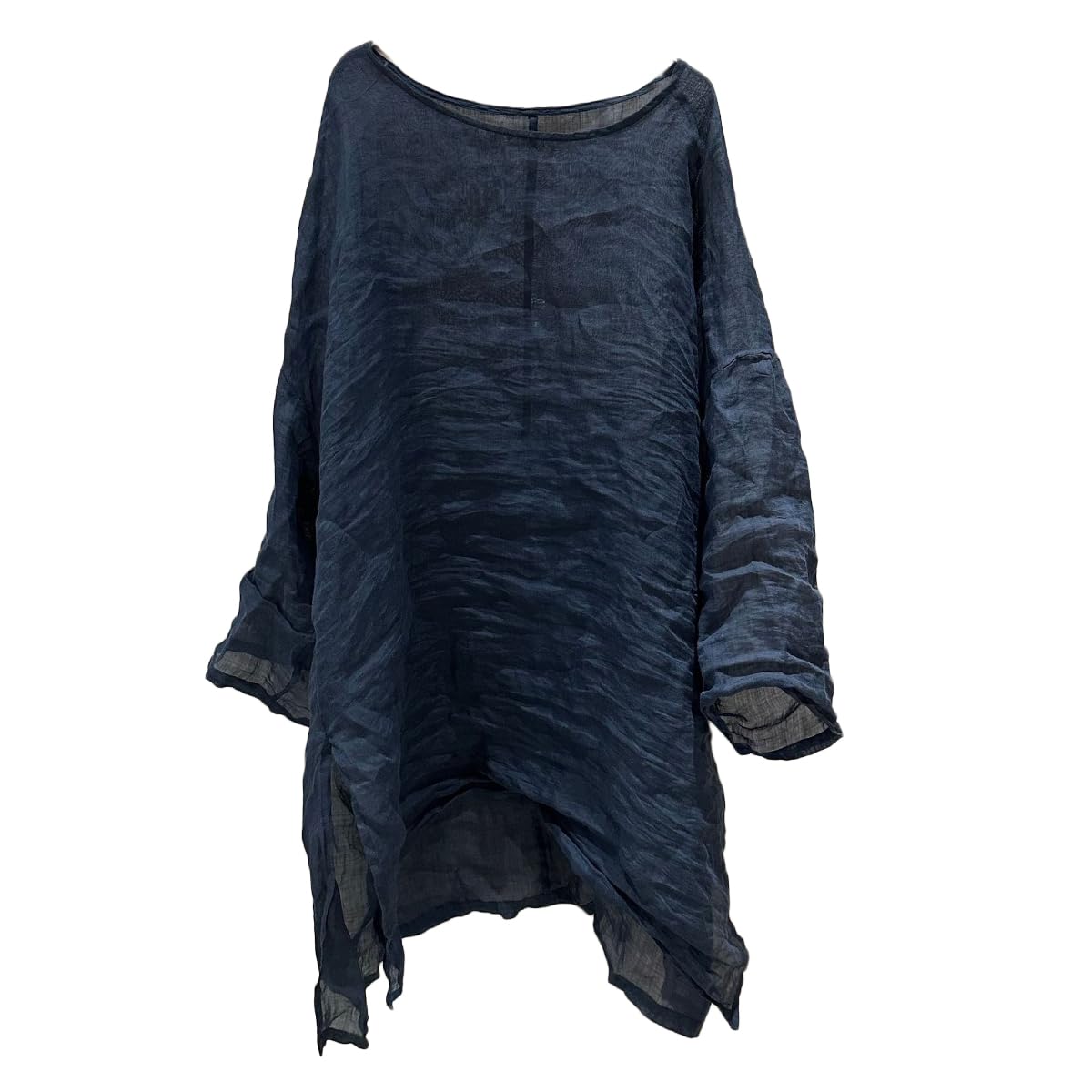 NFYM Damen Leinen Tunika Hemd Langarm Loose Fit Casual Longshirts für Leggings und Weites Bein Hosen