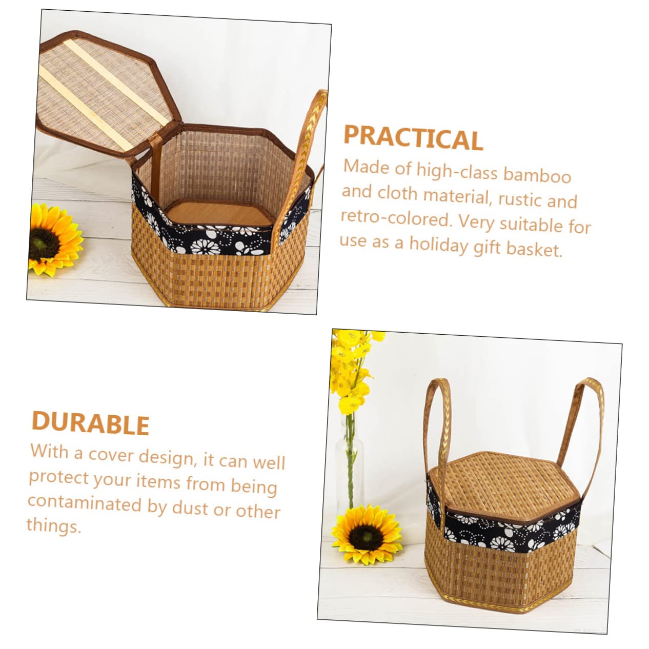 Ciieeo Woven Hexagonal Storage Basket Collapsible present Packaging for Festivals and Special Occasions Cloth Material for Multi Purpose Use for Fruits and Treats