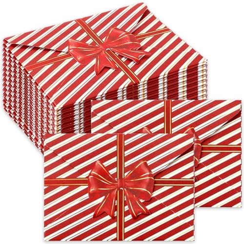 JarThenaAMCS 50Pcs Christmas Paper Gift Card Envelopes Bulk Red B...