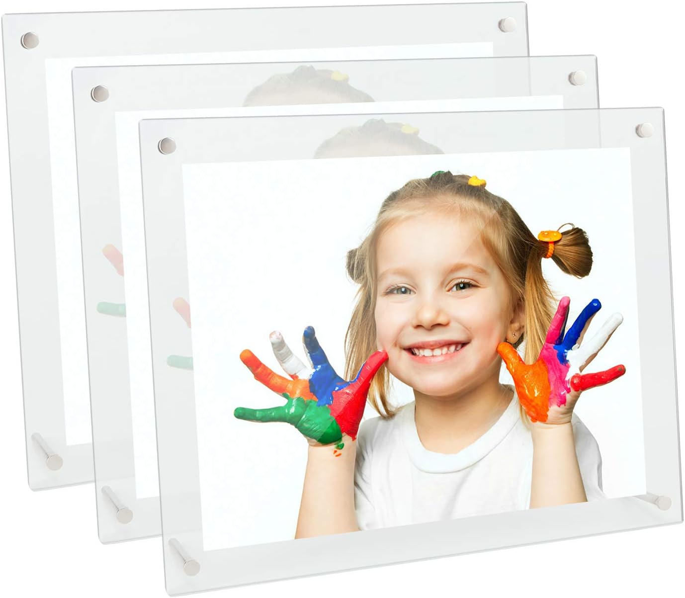 Cliselda A4 Clear Acrylic Photo Frames Set of 3, Free Standing A4