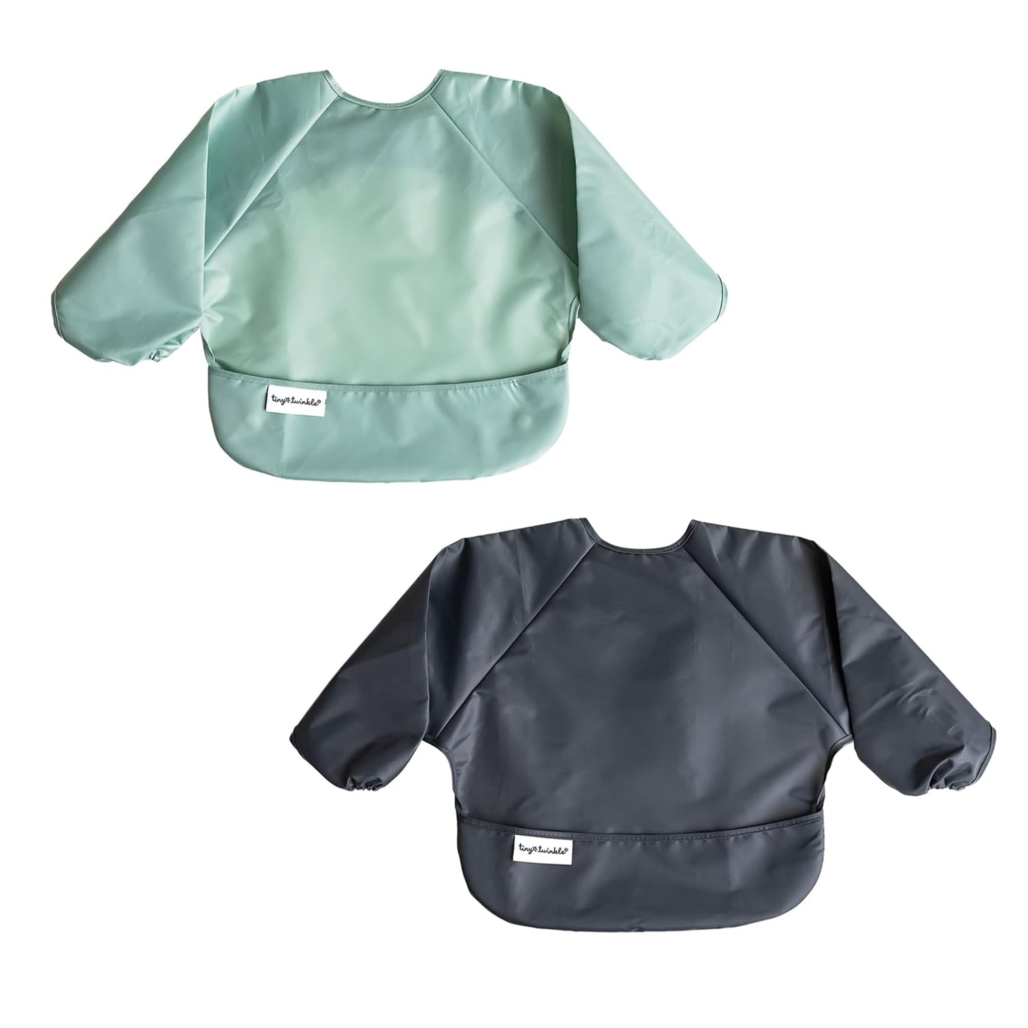 Tiny Twinkle Schmutzfestes Baby-Lätzchen, 2pk – Leichtes Kleinkind-Lätzchen – Lätzchen für Babygeführtes Abstillen, Pflegeleicht & Maschinenwaschbar mit Ärmeln