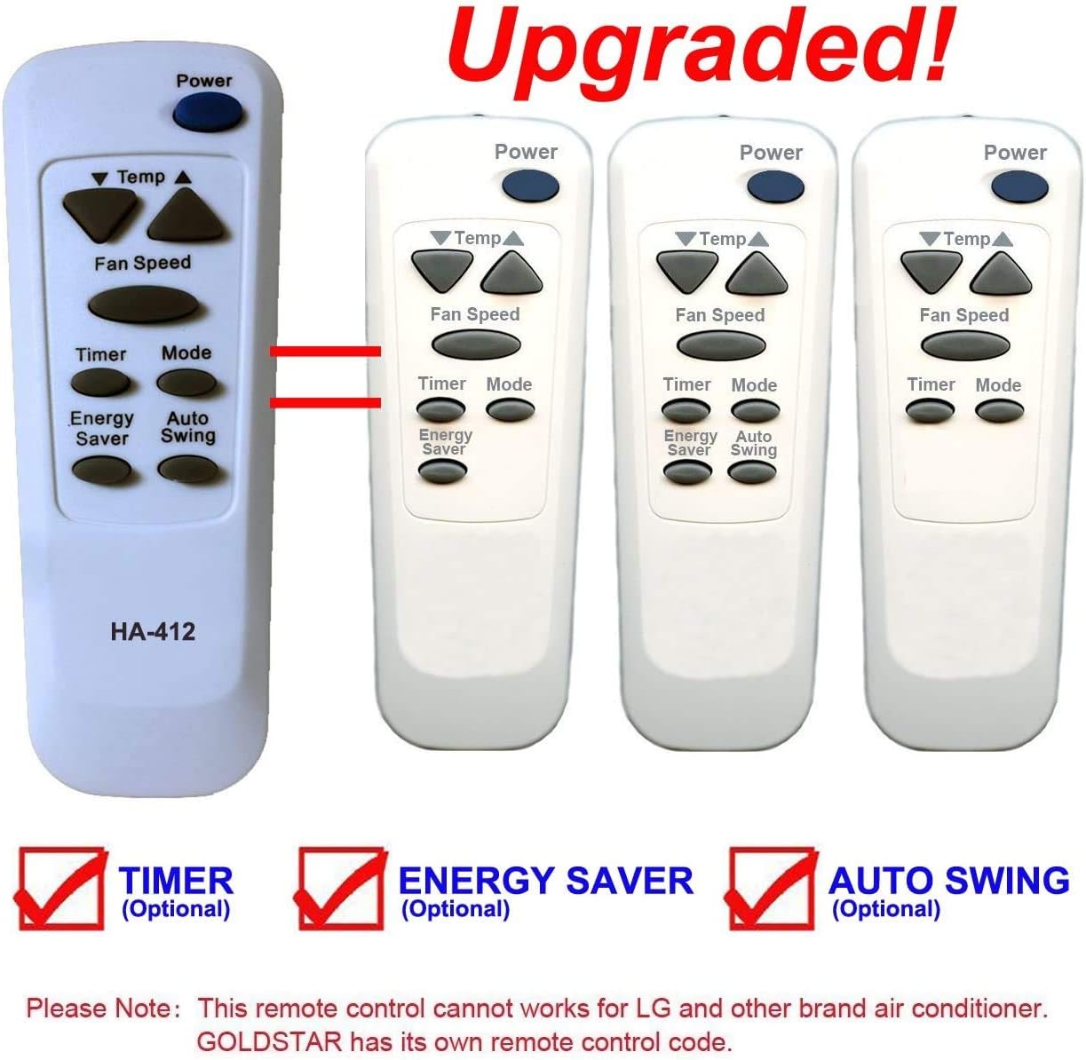 HA-412 Remote Control with highlighted functions