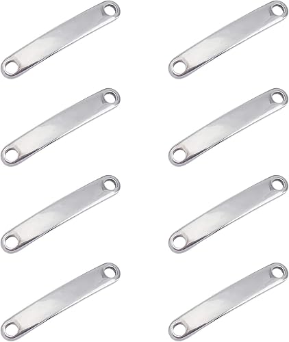 UNICRAFTALE Acerca de 30pcs Enlaces Rectángulo Enlaces de Acero Inoxidable Etiquetas de Identificación en Blanco de 1.201 in de Largo Etiquetas de