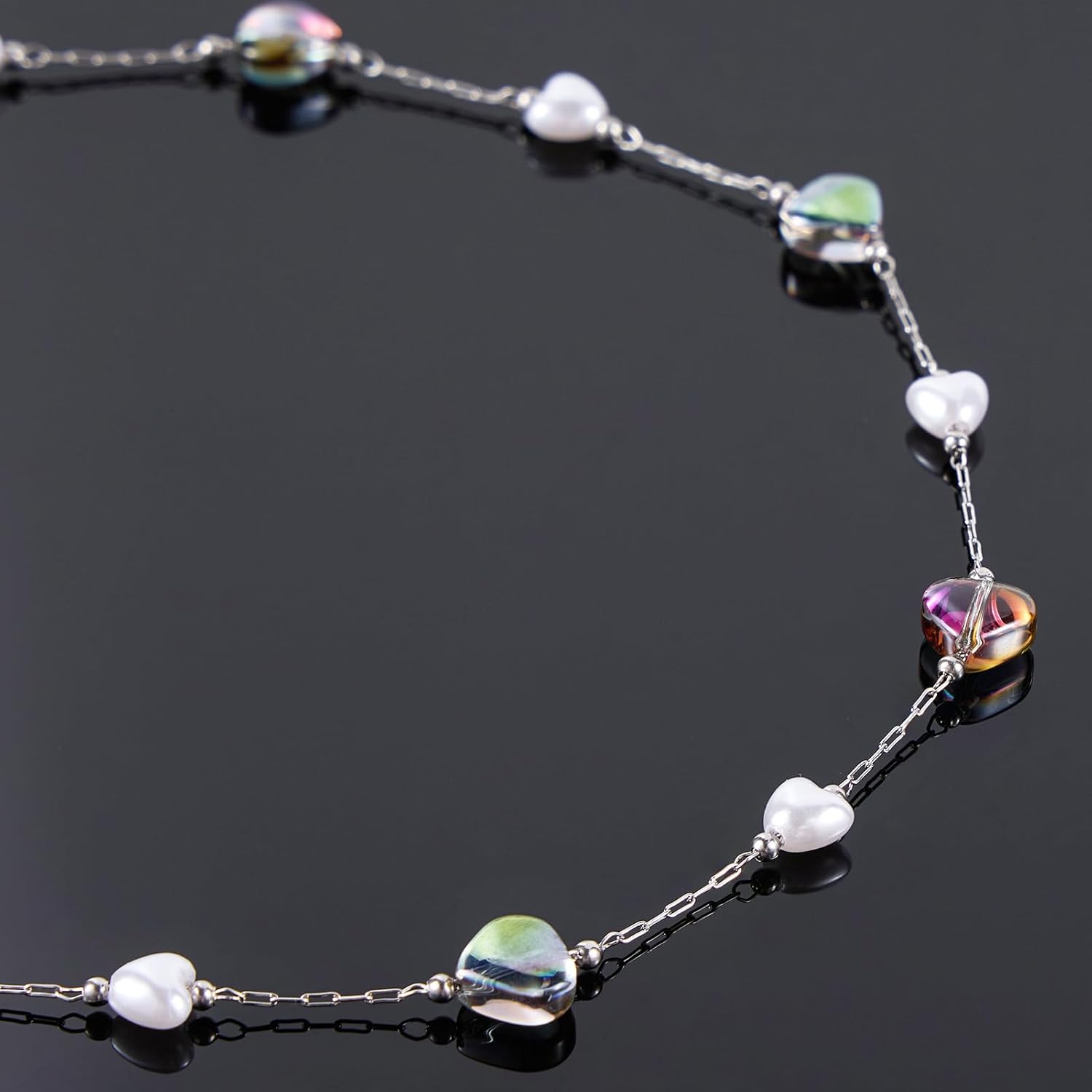 UMAOKANG 16.4 Feet Stainless Steel Bulk Chain Colorful Heart Chains for Jewelry Making Decorative Craft Chain Roll - Image 4