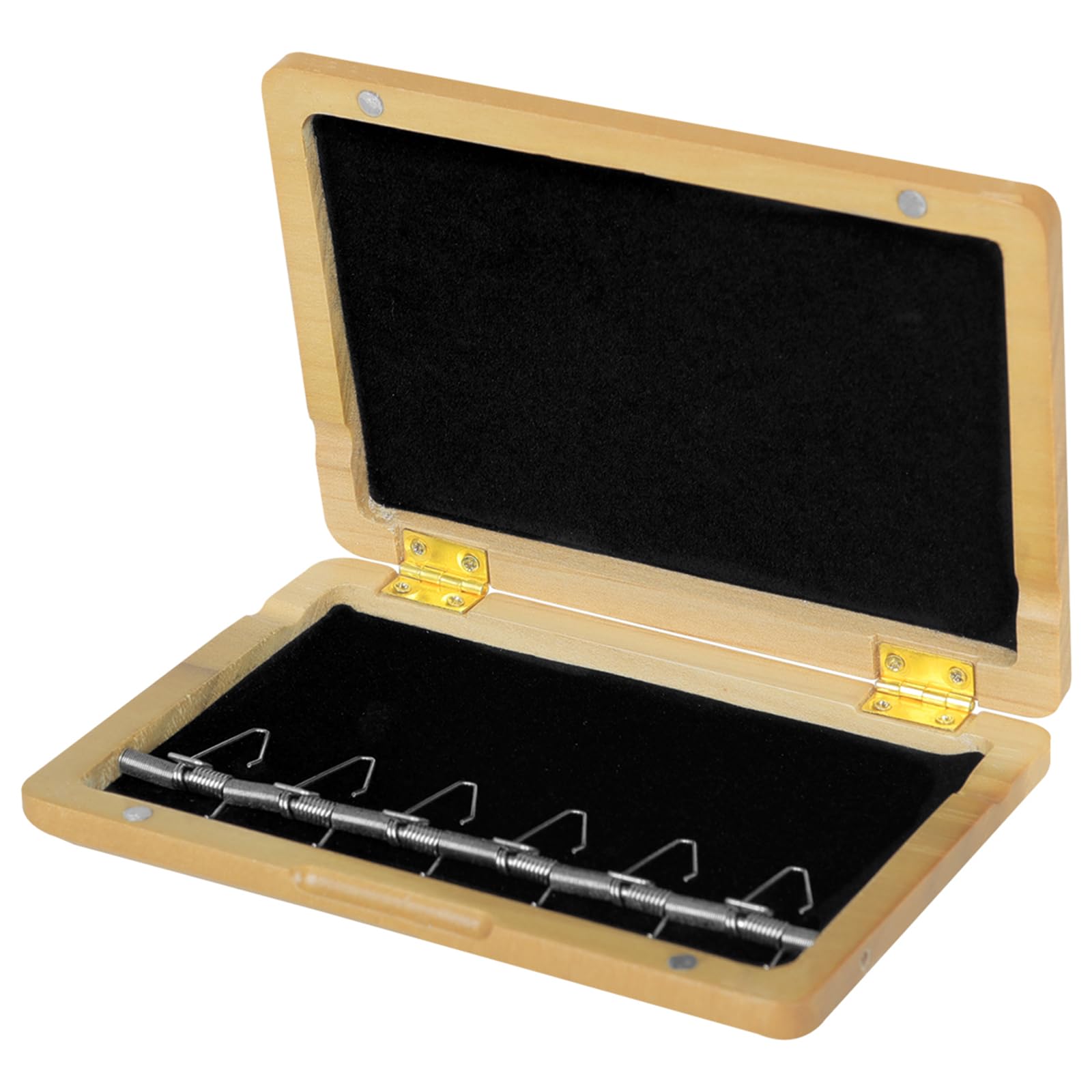 Estuche de pared con placa de resorte para fagot de calidad, capacidad para 6 platos, almacenamiento protector de madera, forro, almacenamiento de placa de resorte para fagot con gancho