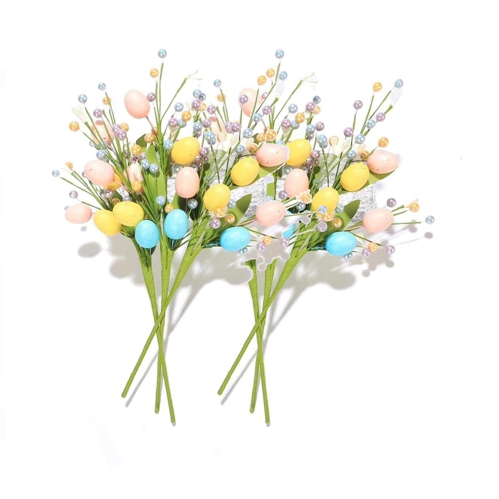 Ramas de flores con huevos de Pascua, nuevas decoraciones de Pascua 2025, relleno de jarrón de Pascua, con huevos y bayas de colores for decoración de Pascua, arreglos florales artificiales, centros d
