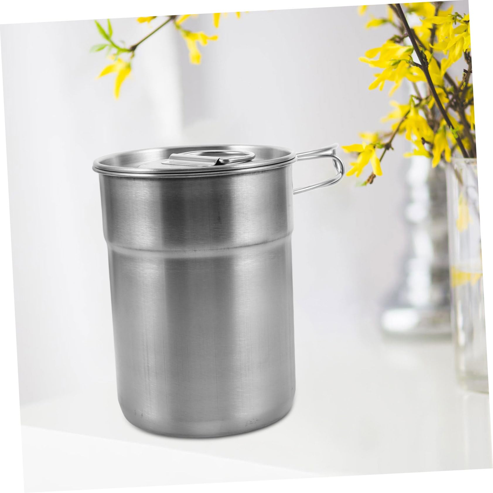 BESPORTBLE Bicchieri Pieghevoli da Viaggio 2 Pezzi in Acciaio Inox Argento | Tazze da Freddo Leggere e Impilabili, Tazze Rotonde con Manico Pieghevole per Picnic e Campeggio