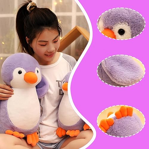 Miniatura 3 de ELAINREN Cuddly - Pingüino de peluche de pingüino gris, lindo pingüino azul alegre, regalos para Navidad y Halloween, 13.8 pulgadas (solo para