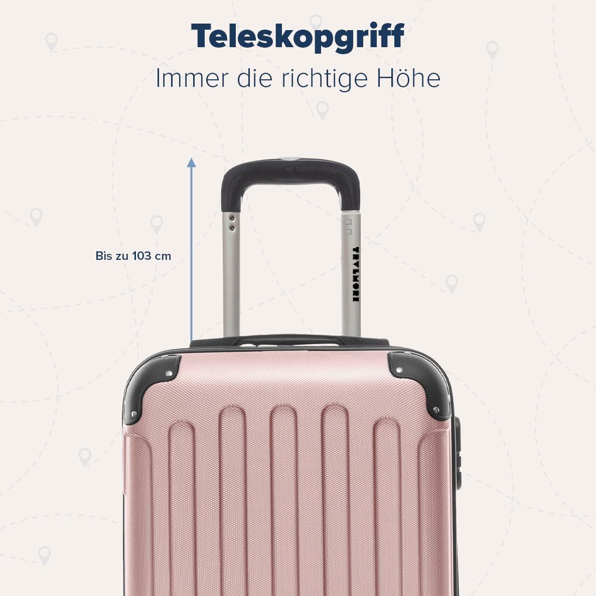 TRVLMORE Handgepäck Koffer 54x36x20cm - Koffer & Trolleys, Reisekoffer mit Rollen, Handgepäck Trolley 54x36x20, Hartschalenkoffer Klein, Koffer Handgepäck 54x36x20 Leicht, Trolley Handgepäck, Rosa