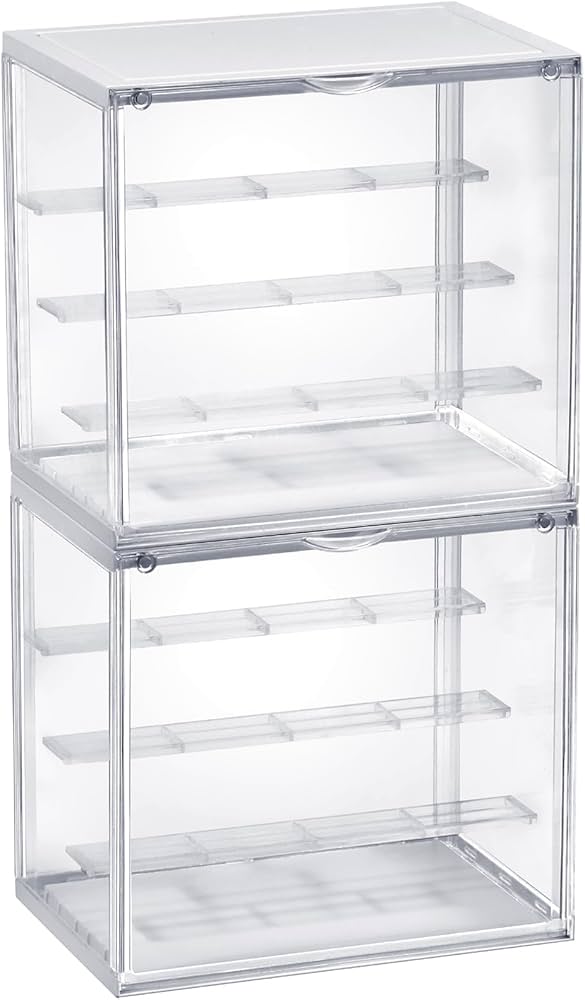 Amazon.co.jp: アクリルフィギュアケース 3段棚付き 積み重ね可能 透明