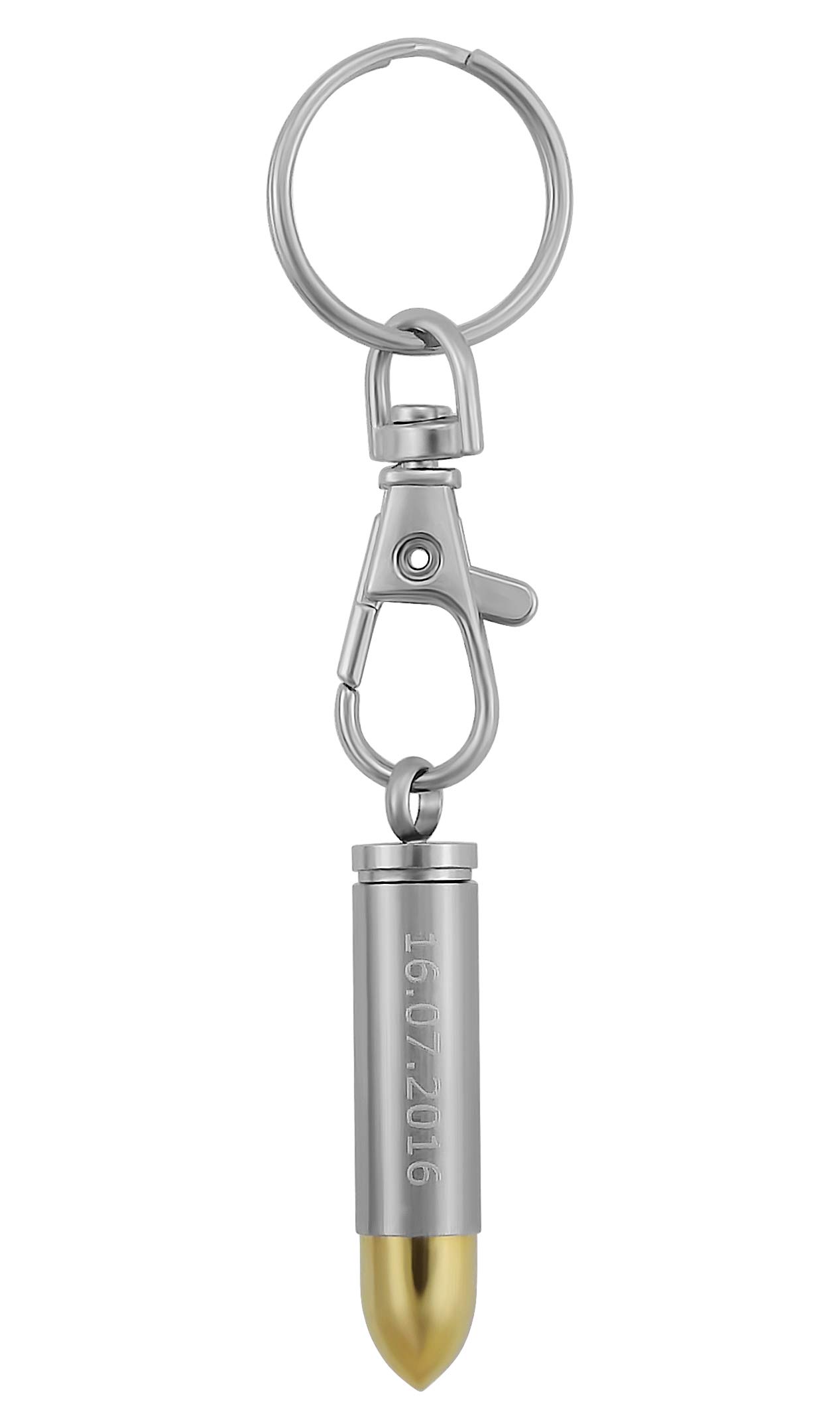 Schlüsselanhänger personalisiert Pistolen-Kugel Patrone | Schlüsselanhänger mit Gravur Edelstahl Silber schwarz Gold | Personalisierte Geschenke für Herren Papa Opa | Schlüssel Anhänger