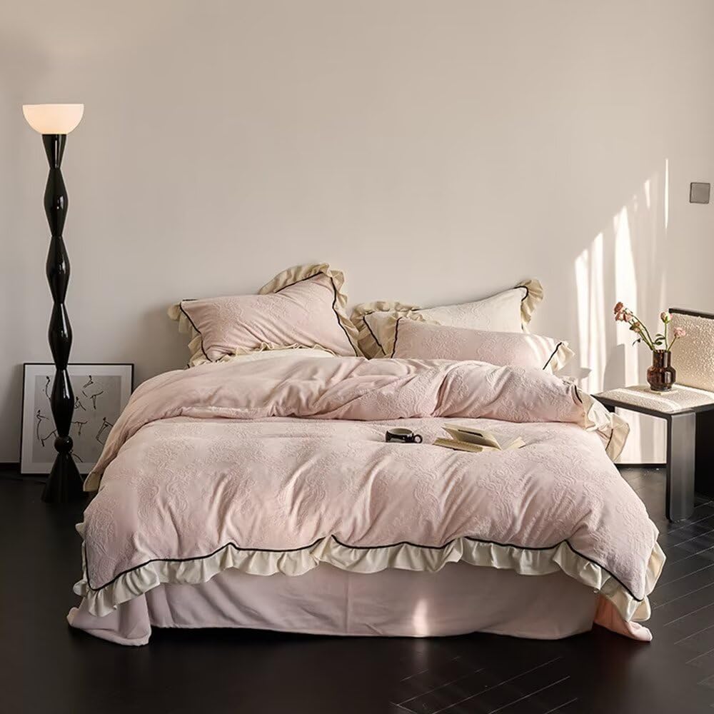 Parure de lit pour hotel et lit simple rose decoration de chambre