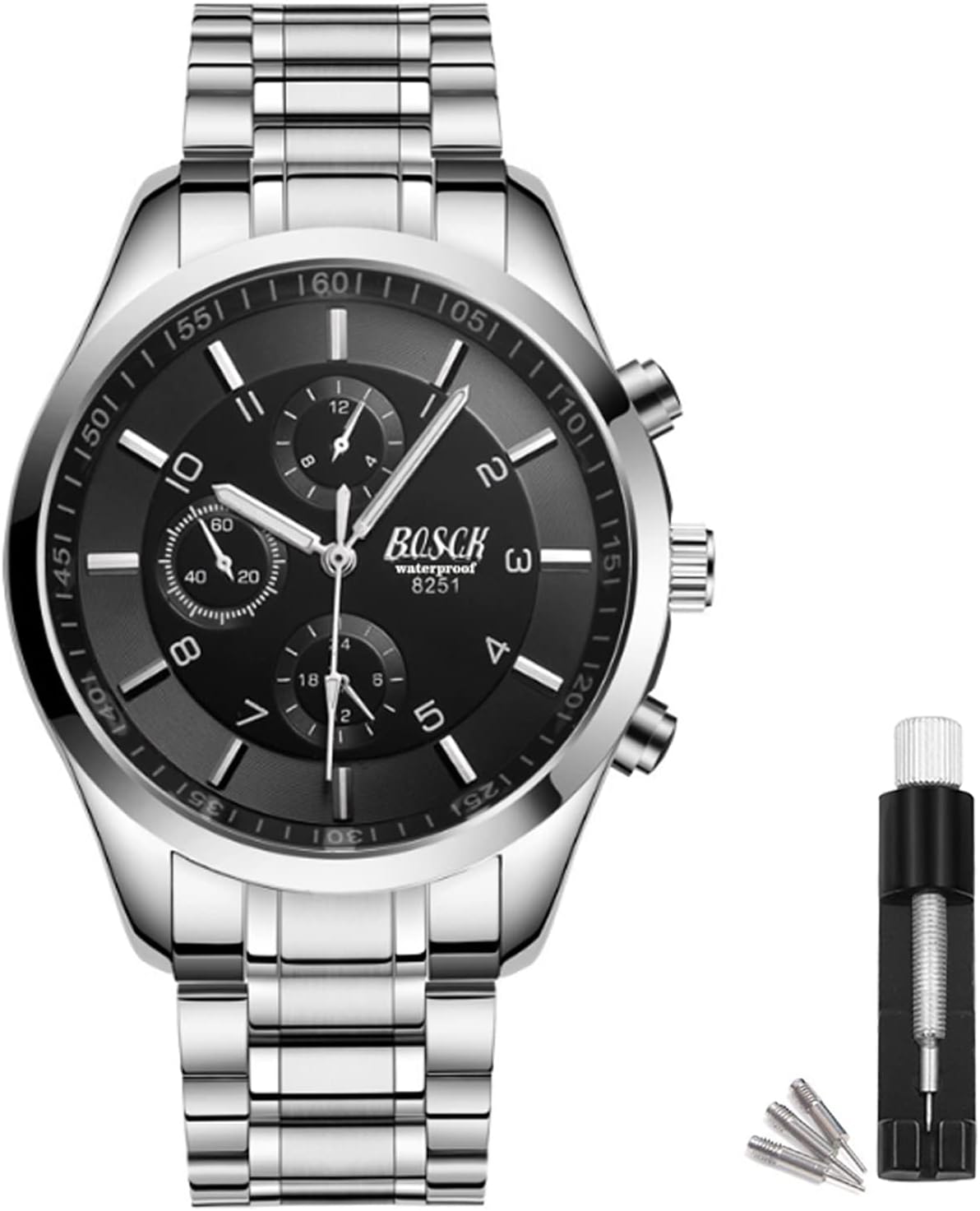 Coffret Montre Homme, Quartz, Étanche, FESTIVUS ,Cadran Blanc, Bracelet