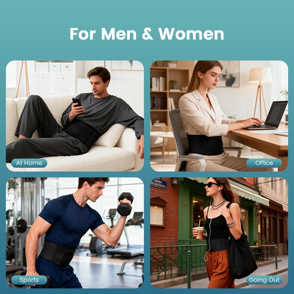 Bauchgürtel für Herren und Damen, elastische Bauchbinde, atmungsaktiver Taillengürtel für Frauen & Männer