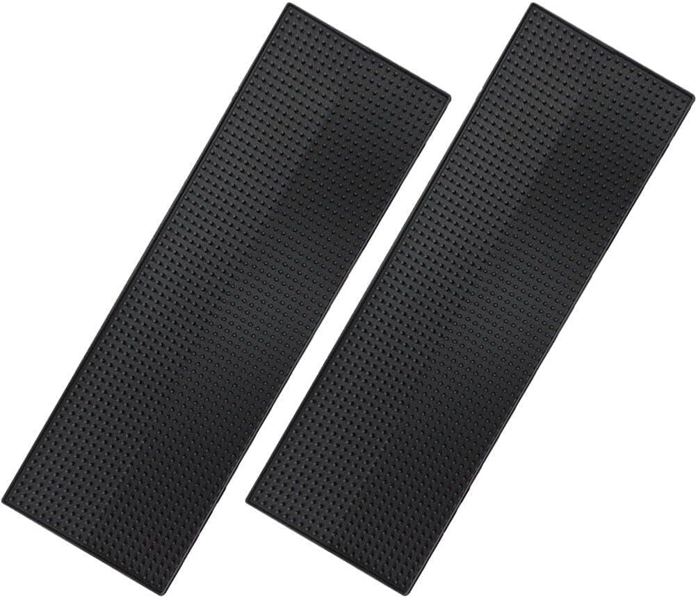 Confezione da 2 tappetini da bar neri, 60 x 20 cm, tappetini antiscivolo per banconi da bar, resistenti e facili da pulire, per uso domestico e commerciale