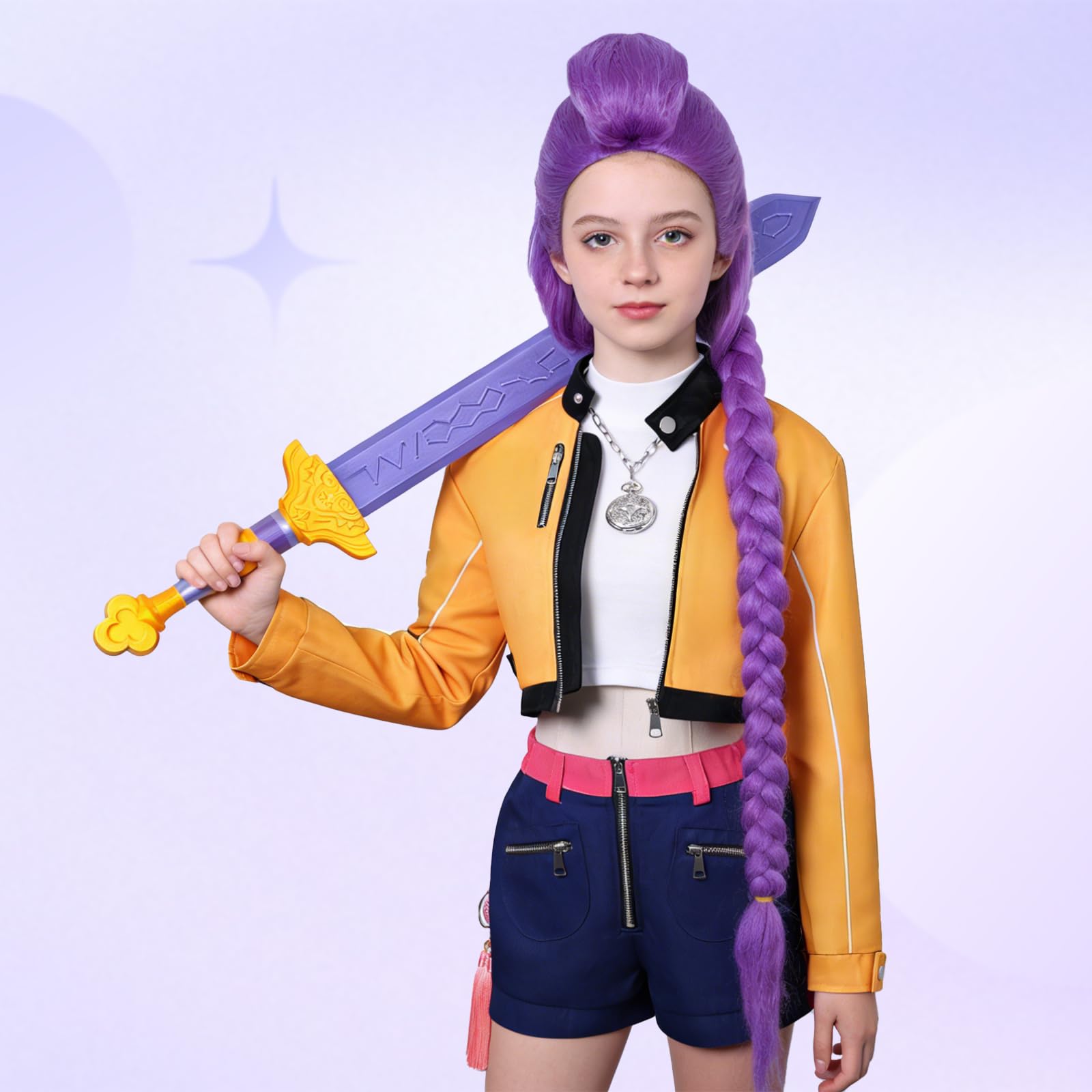 Spada per Costumi Cosplay, Set di Armi Cosplay Anime, 26cm Spada Cosplay Stampata in 3D, Accessorio per Travestimento Viola, per Halloween, Carnevale, Festa Cosplay, Carnevale