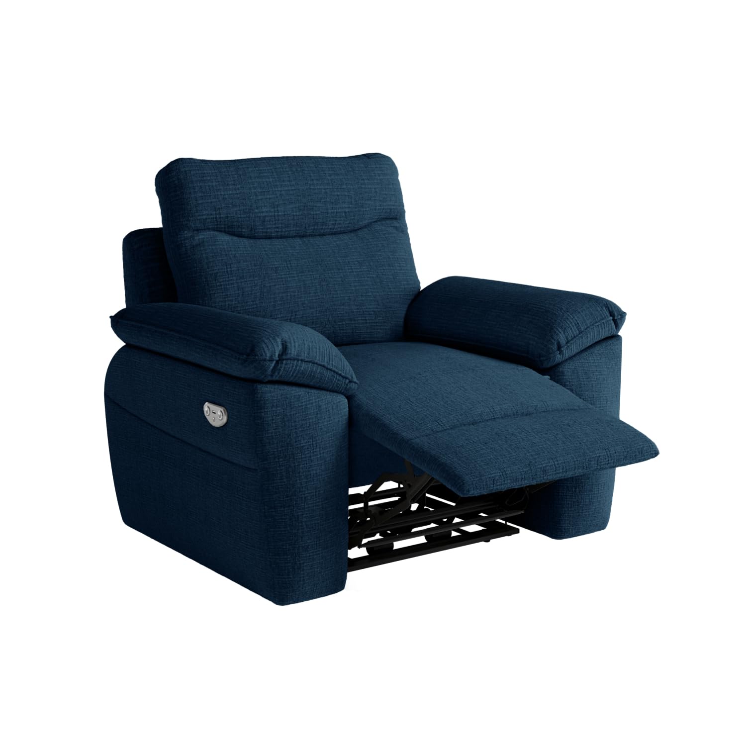 LOUNGITUDE - Ross Fauteuil de Relaxation électrique en Tissu texturé 3D - Bleu foncé
