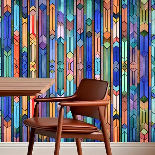 Image of Nuxovilar Glass Geometric Stripe Wallpaper Peel Stick Vinyl 15.75x39.37