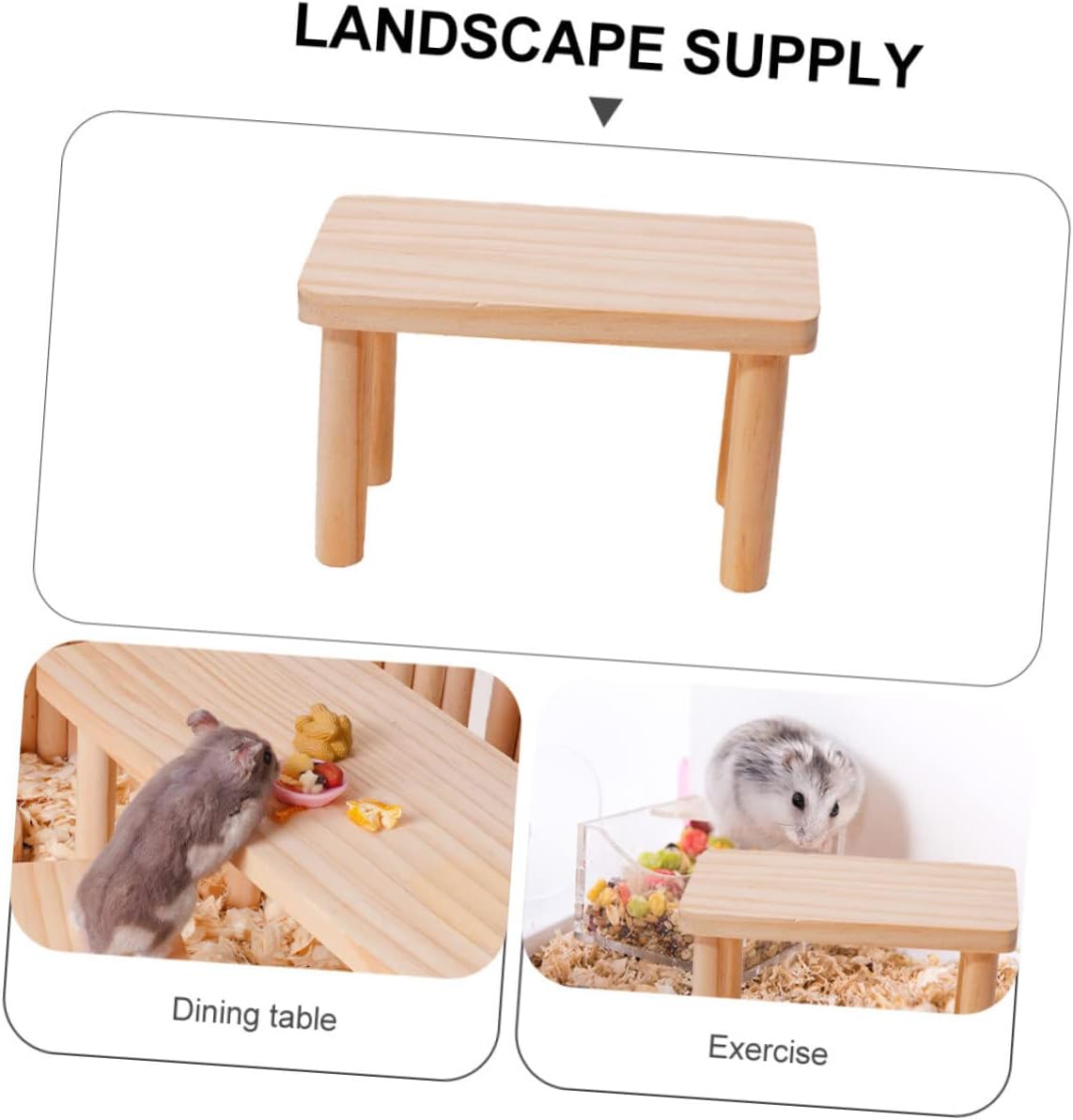 DOITOOL Pet Hamster Wooden Platform Toy Multi-Functional Cage Landscape Supply for Animals for Exercise Balance and Fun Activities Hamster Habitats