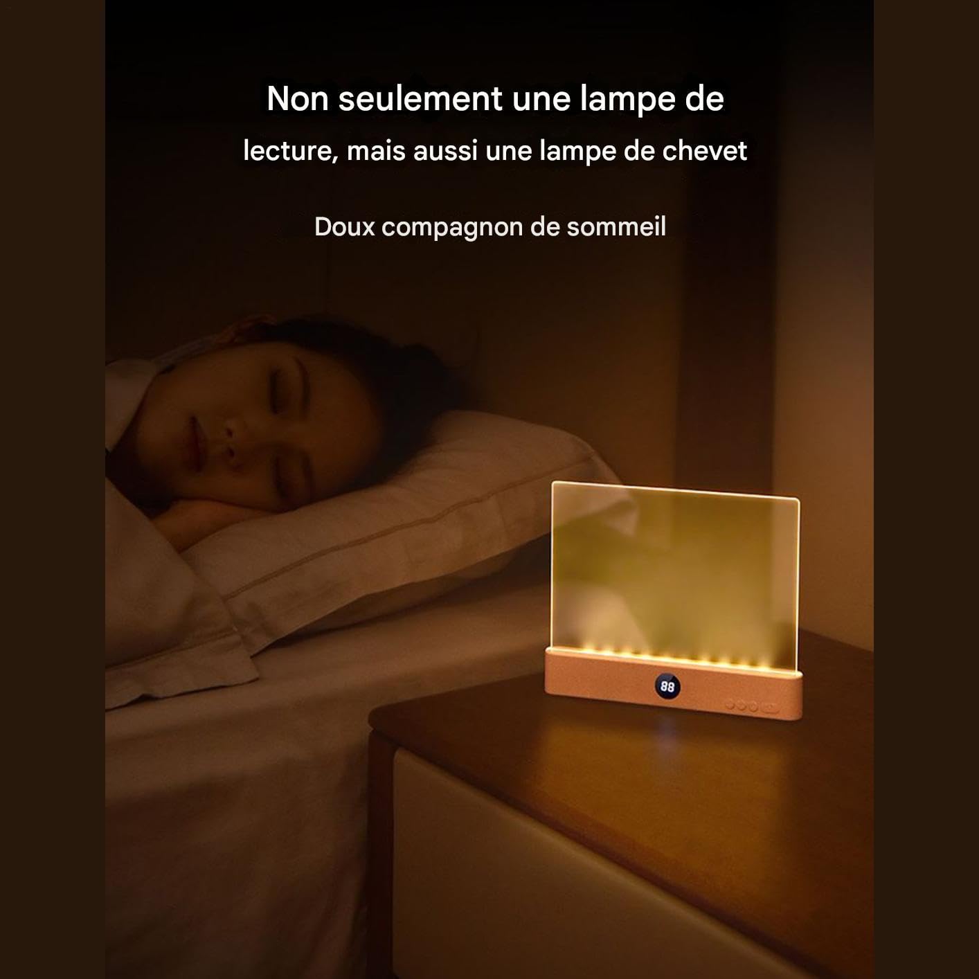 Générique Lampe De Lecture,Panneau plat clair protecteur des yeux - Lampe De Chevet LED Avec Panneau - Pour Femmes Hommes Lecteurs Maison Voyage Chambre Bureau École Anniversaire Noël