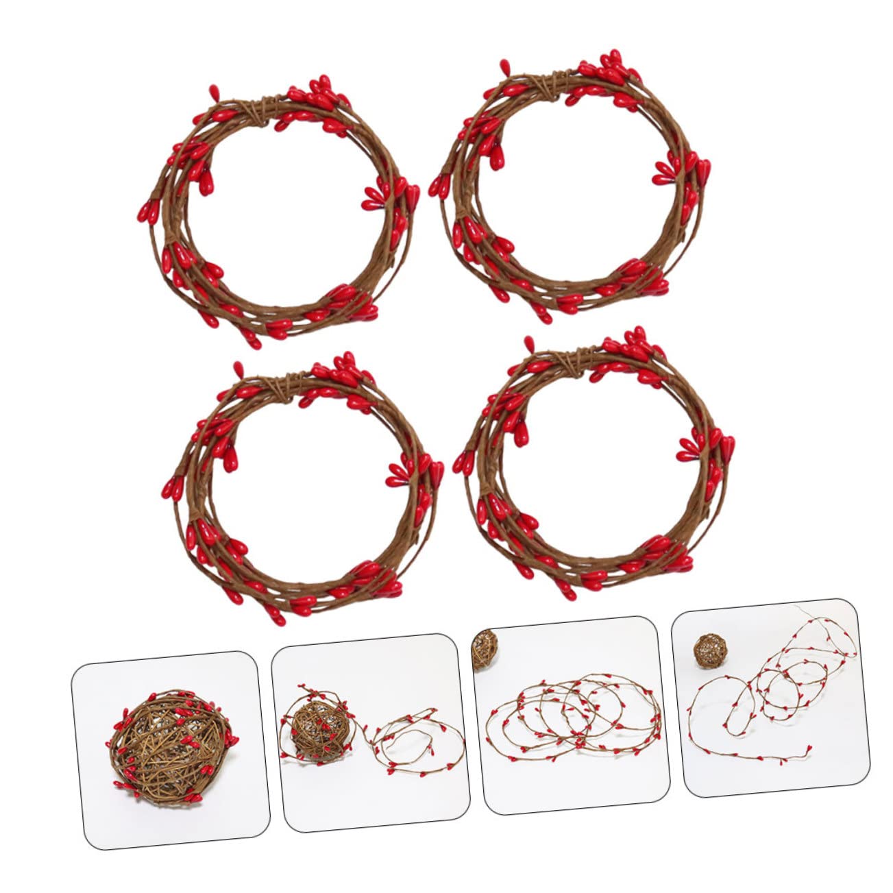 Cabilock 4 Juegos Anillos De Velas De Navideños Christmas Conos De Pino De Navidad Árbol De Navidad De Oropel Mini Home Decoracion Ratán De Rojas Falsas 4 Uds * 4