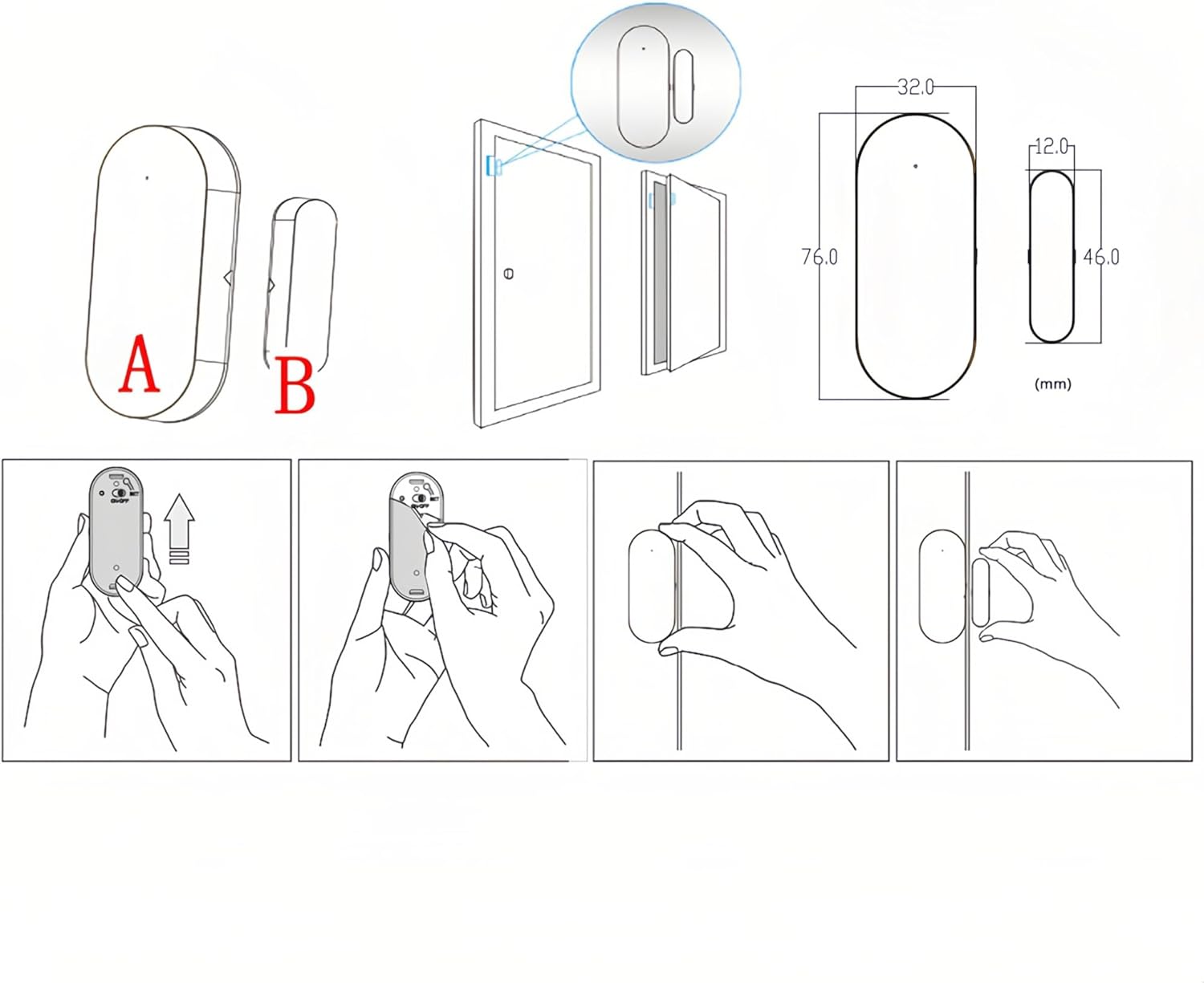 Mengshen 4 Pack Zigbee Door Open Alarm Sensor Home Smart Automation Zigbee Connection Kids Home Security Compatible with Apple HomeKit Alexa