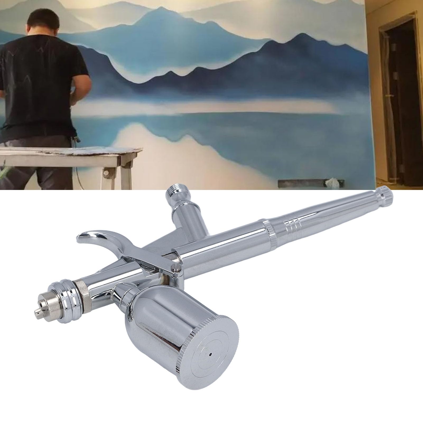 Set Airbrush Pistole 0,5 mm Düse für Modellmalerei Modellbau und Möbelreparatur mit Flüssigkeitssteuerung Mustersteuerung und Luftventileinstellung