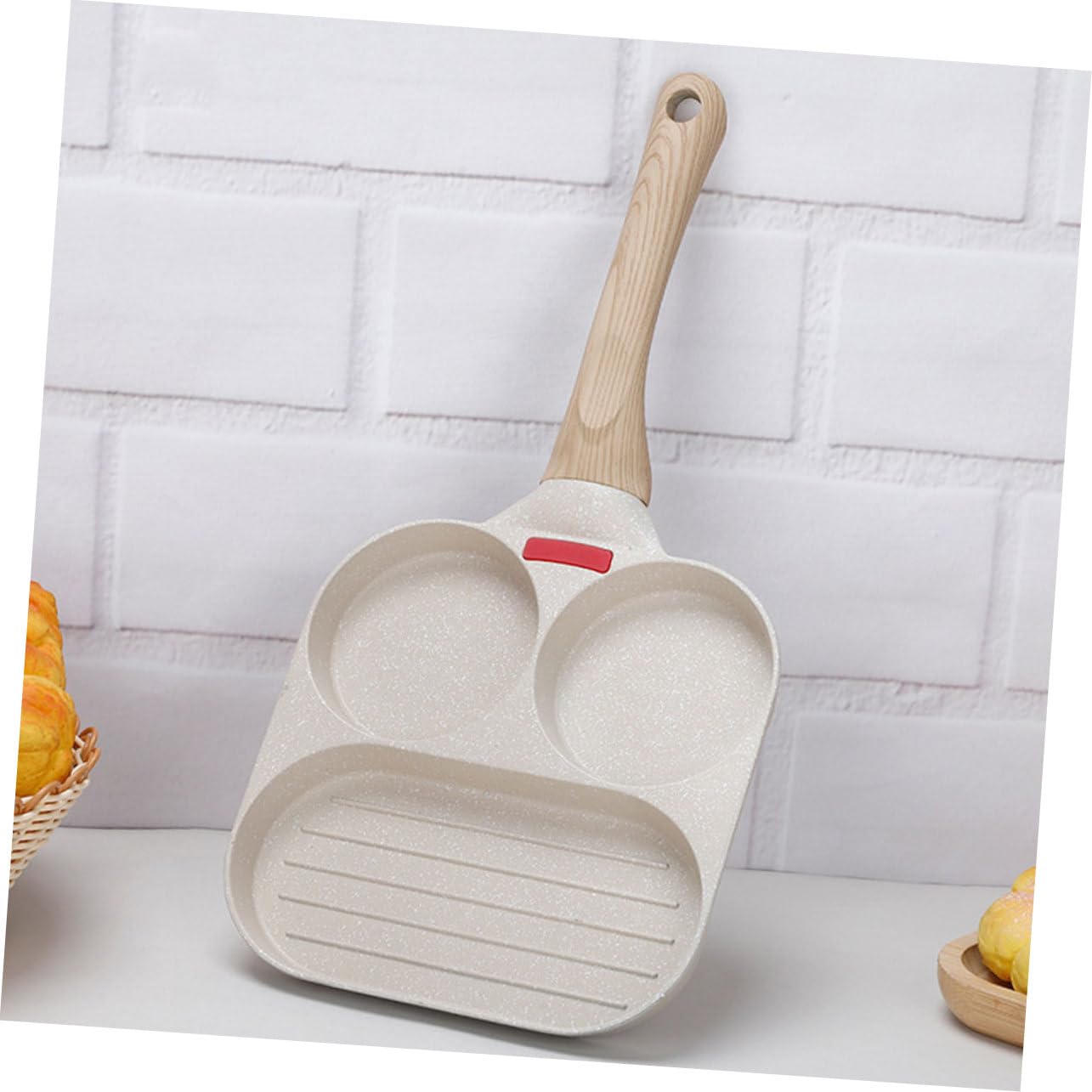 LIFKOME Padella Antiaderente in Pancake e Multifunzione Alluminio per Lega Beige Sicura Forma Ovale e Rotonda Cucina Domestica e Ristorante