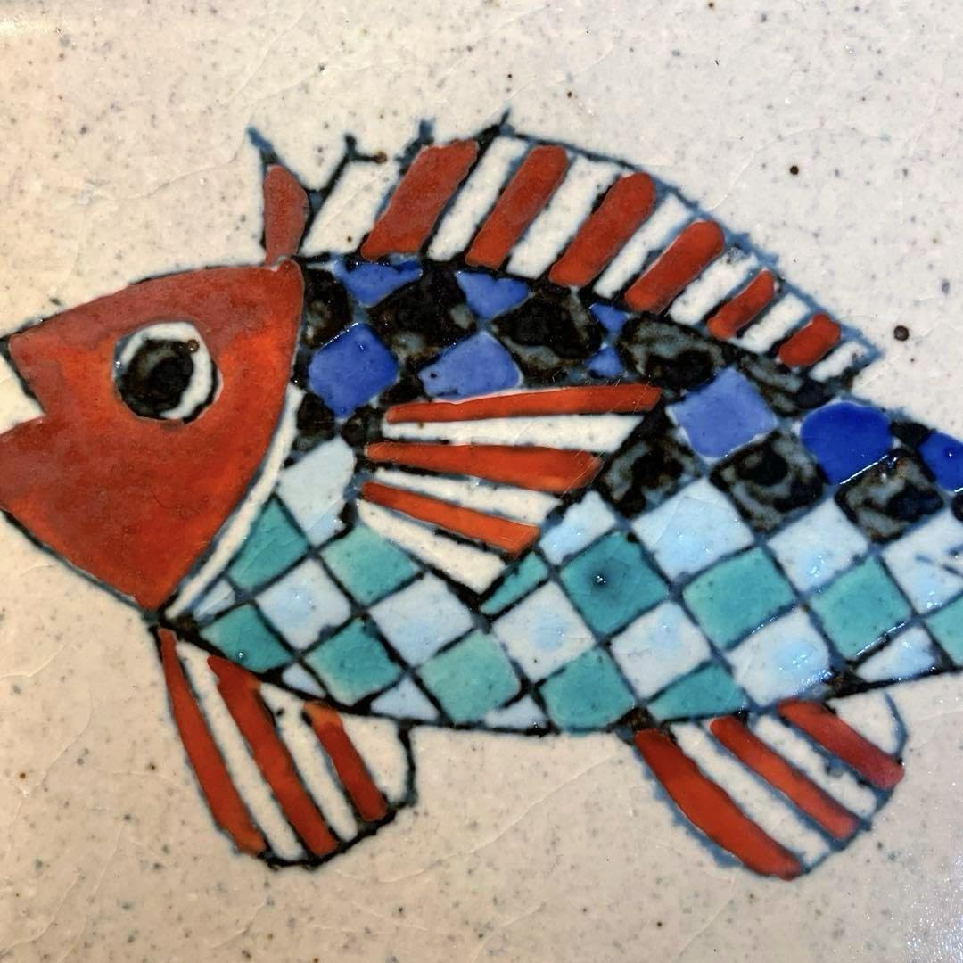 【美品】小物入れ　魚絵　陶器　置物　インテリア　工芸品　美術品　A1164 美品】小物入れ 魚絵 陶器 置物 インテリア 工芸品 美術品 A1164