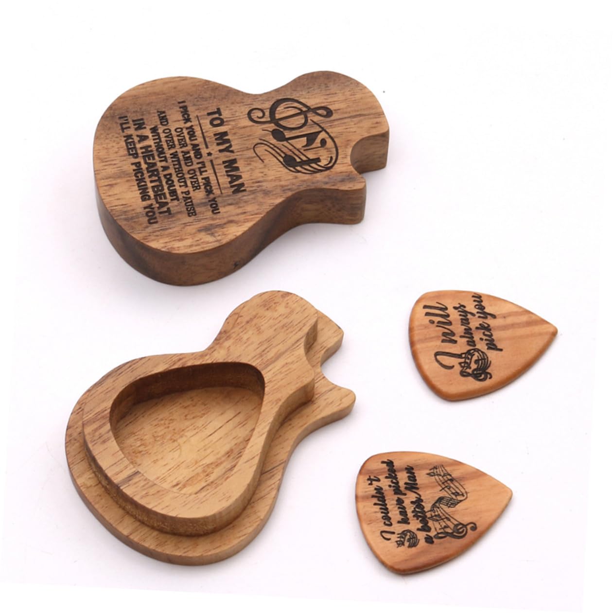 Toyvian 3 zestawy uchwytów do wytrychów gitarowych uchwyt kolekcjonerski do kostki gitarowej spersonalizowane kostki gitarowe walizka na kostki gitarowe pojemnik drewniany osobowość
