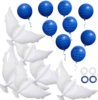 26 Pieces Blue Memorial Funeral Remembrance Balloons and 41.3 Inch Biodegradable Peace Dove Balloons