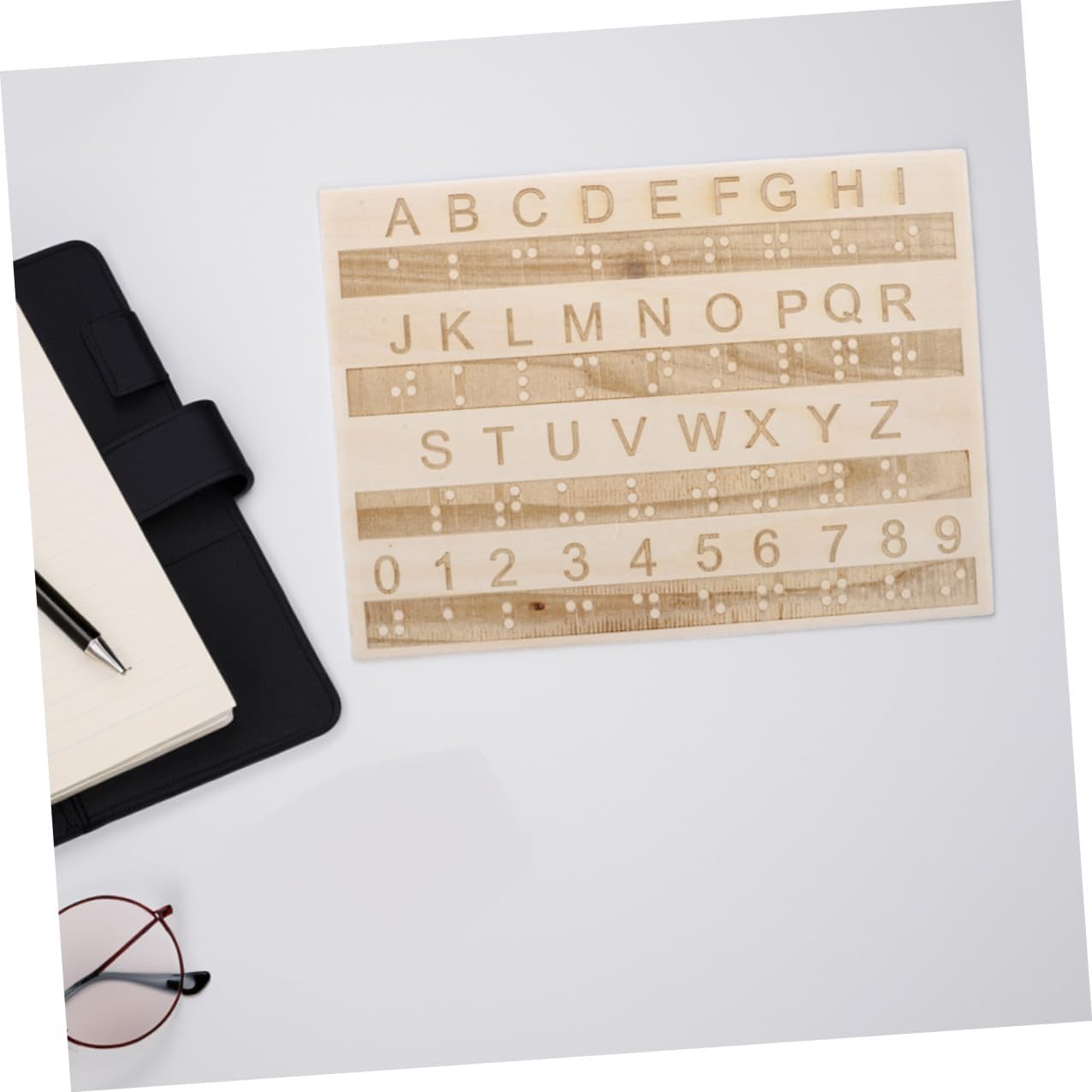 VICASKY 2 Pcs Wooden Braille Alphabet Boards with Raised Dots for Blind and Low Vision Learning Portable Compact Braille Letter Tools for Visually Impaired Students and Adults Safe Smooth