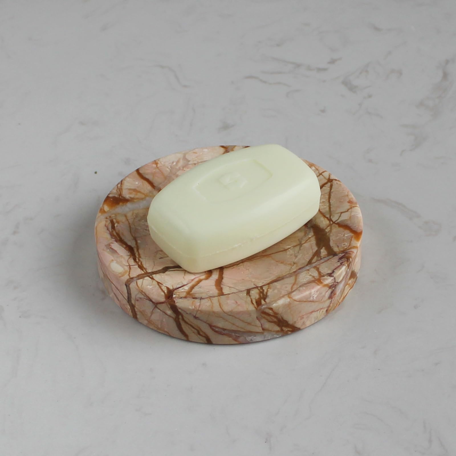 Porte-savon en marbre rose anti trace pour garder le savon au sec