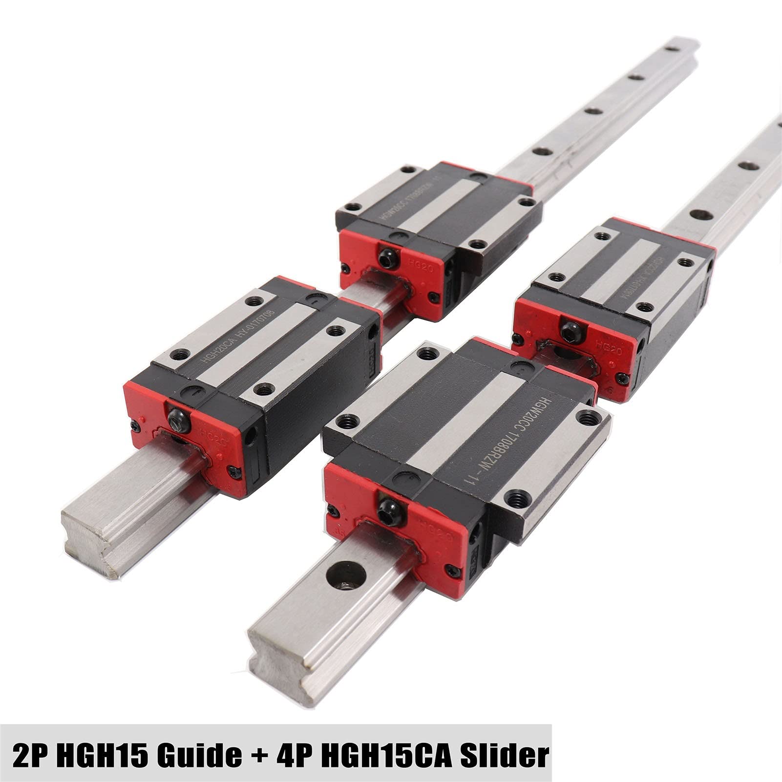 SUOFEILAIMU HGH15 Linear Guide Rail HGH15CA Slide Bearing Block HGW15CC Flang for Ball Screw Motor Guide Rail Components (Color : 2 Rails 4 HGW15CC, Guide Length : 800mm)