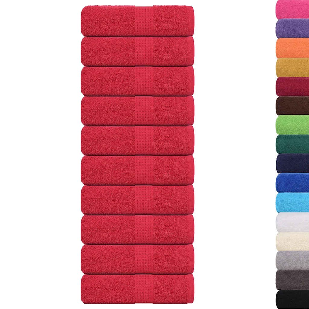 Vidaxl Red Guest Towels Set - Cotton 30X50 Cm, 10 Pcs - Absorbent, Machine Washable