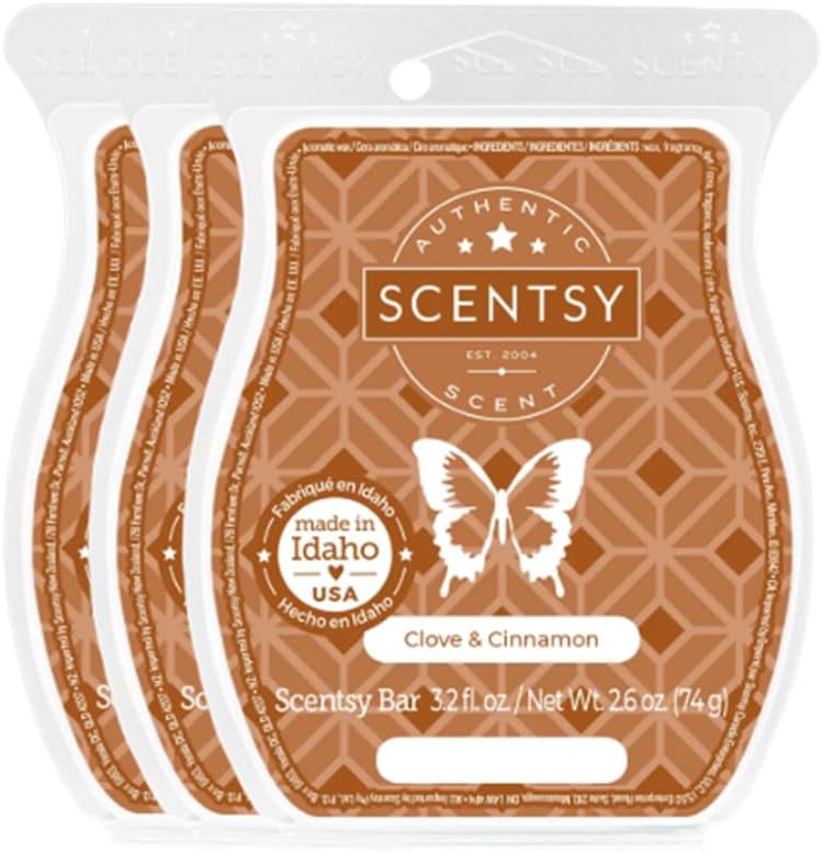 Clove & Cinnamon, Wickless Candle Tart Warmer Wax 3.2 Oz Bar, 3-Pack (3)