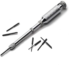 9” Classic Yankee Push Drill Set – Mini Tool with 8 Double Fluted Bits – Chrome Plated Solid Brass Hand Tool, No Chuck Needed – Compact for Tight Areas by Kings County Tools