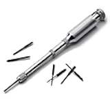 9” Classic Yankee Push Drill - Mini Drill Set with 8 Double Fluted Bits - Chrome Plated Solid Brass Hand Drill with No Chuck Necessary - Small Hand Tool Ideal for Tight Areas by Kings County Tools