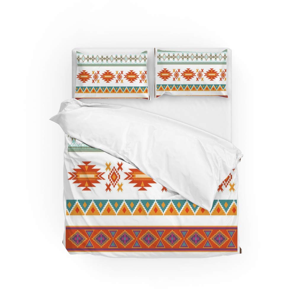 Parure de lit 3 pièces avec housse de couette et taies d'oreiller aztèques