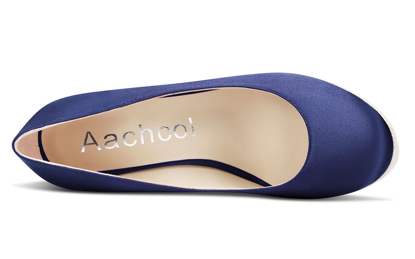 Aachcol Mujer Plataforma cuña Esparto Pumps Alto High Heel Cerrado el Dedo del pie Redonda Punta Slip-on Dress Zapatos de Boda Fiesta 10 CM