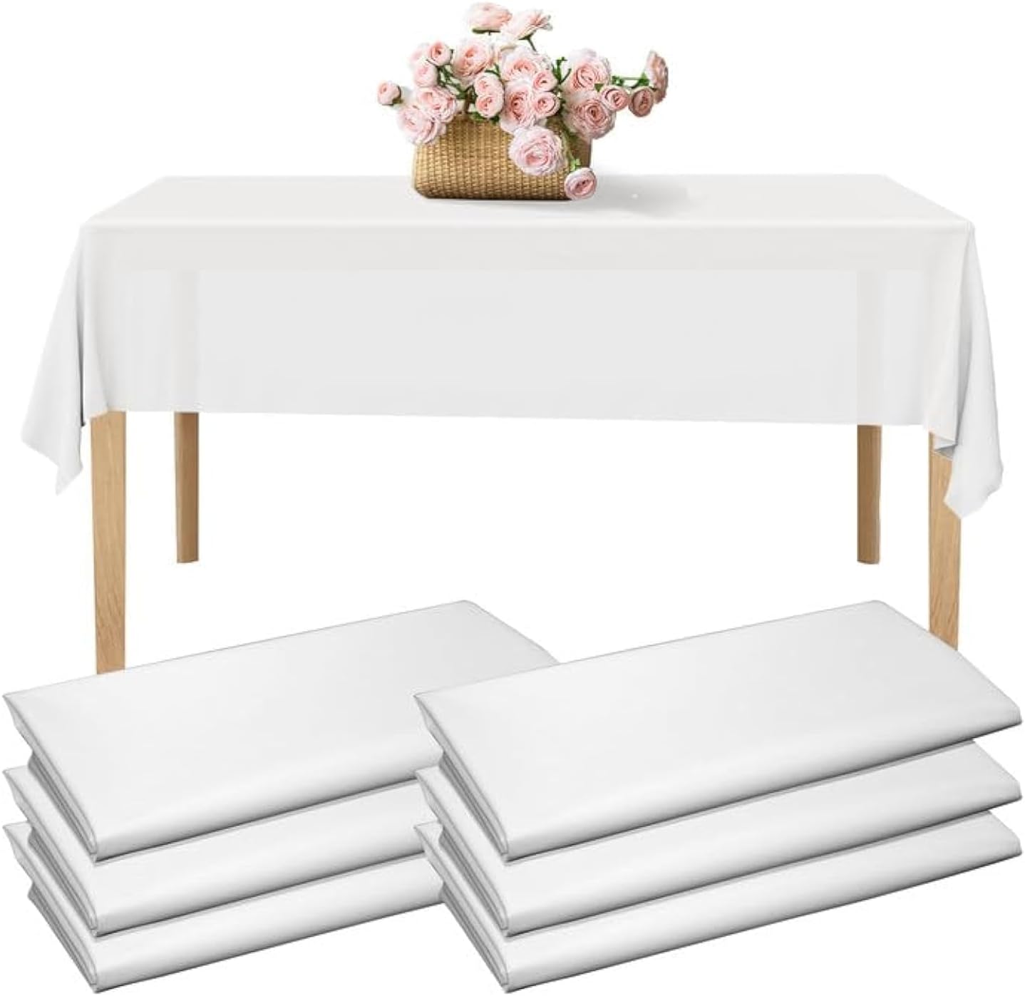 Fuonmka 6 Stück Einweg Tischdecken Weiß - 137x274cm PE Tischdecken Für Party
