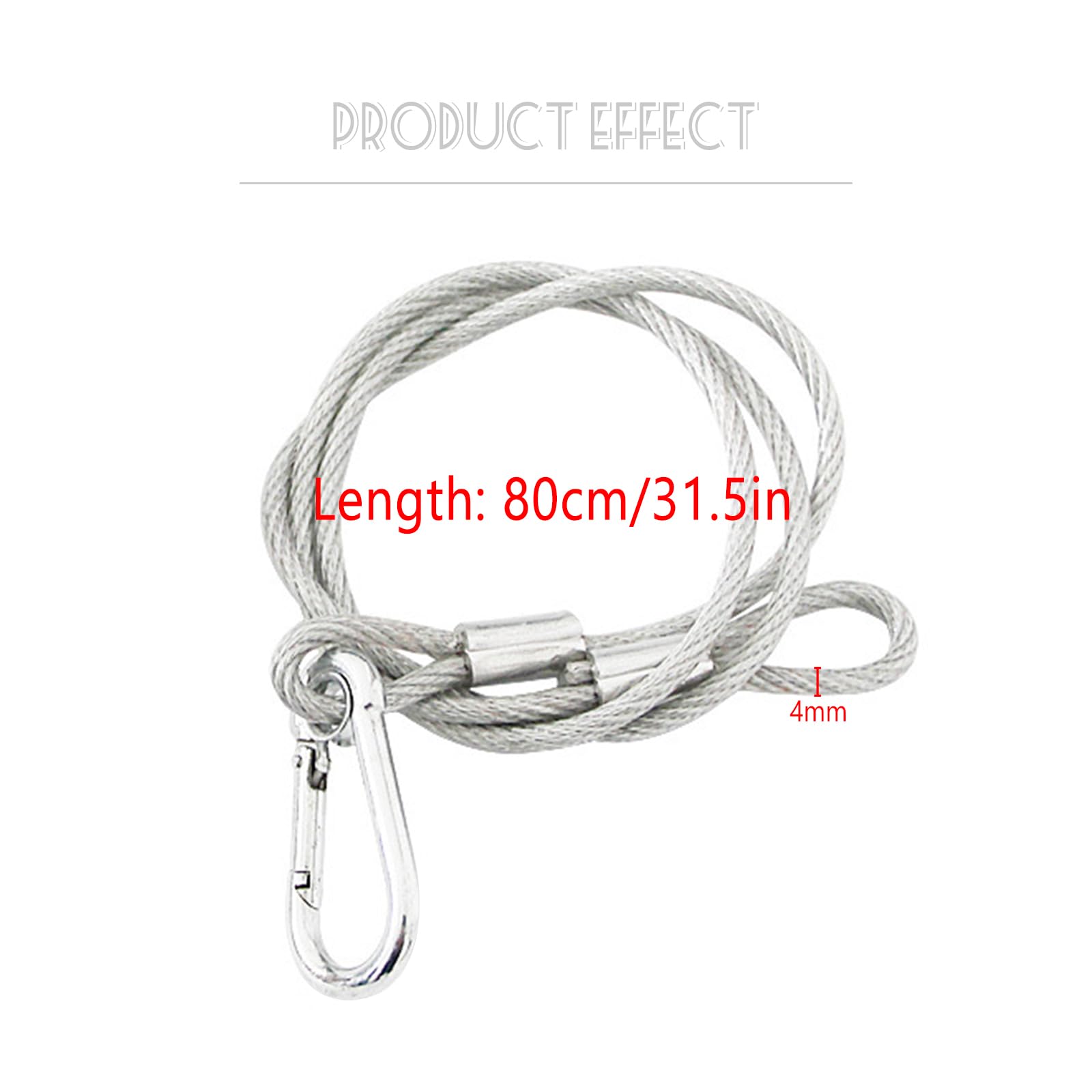 Câble de Sécurité en Acier,Forreen 8 Pièces 4mm*80cm Elingue Securite Acier Eclairage de Scene Anti-Chute Fil Corde de Sécurité avec Boucle pour Suspendus DJ Éclairage de Scène Lumière de Fête Lumière