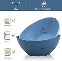 Vista 3 de Wrova Cuencos Grandes de Paja de Trigo de 65oz - Juego de 6 Cuencos Grandes para Ensalada - Cuencos para Servir Irrompibles - Aptos para Microondas